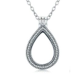   Strieborný náhrdelník s otvárateľným príveskom v tvare kvapky, biela