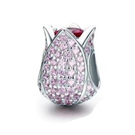 Ezüst charm, tulipán