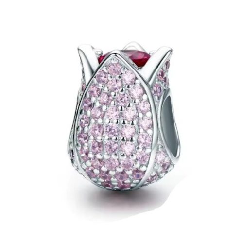 Ezüst charm, tulipán