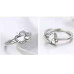 Strieborný prsteň s ozdobou dvojitého srdca, veľkosť 8