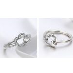Strieborný prsteň s ozdobou dvojitého srdca, veľkosť 6