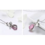 Strieborný náhrdelník s príveskom tulipán, zdobený kryštálom, ružová