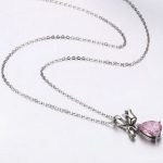 Strieborný náhrdelník s príveskom tulipán, zdobený kryštálom, ružová