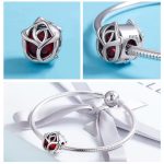 Ezüst charm, rózsa