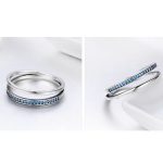 Strieborný prsteň s kryštálmi, modrý, veľkosť 6