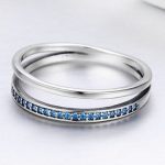 Strieborný prsteň s kryštálmi, modrý, veľkosť 6