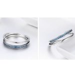 Strieborný prsteň s kryštálmi, modrý, veľkosť 7