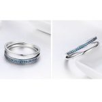 Strieborný prsteň s kryštálmi, modrý, veľkosť 8