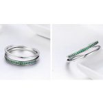 Strieborný prsteň s kryštálmi, zelený, veľkosť 6