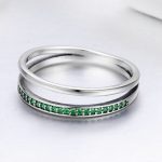 Strieborný prsteň s kryštálmi, zelený, veľkosť 6