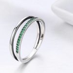 Strieborný prsteň s kryštálmi, zelený, veľkosť 7