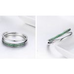 Strieborný prsteň s kryštálmi, zelený, veľkosť 7