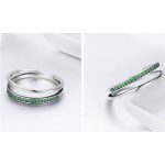 Strieborný prsteň s kryštálmi, zelený, veľkosť 8
