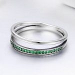 Strieborný prsteň s kryštálmi, zelený, veľkosť 8