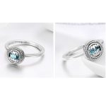 Strieborný prsteň s modrým kryštálom, veľkosť 7