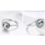Strieborný prsteň s modrým kryštálom, veľkosť 8