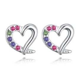   Srdiečkové náušnice s českým krištáľom, viacfarebné