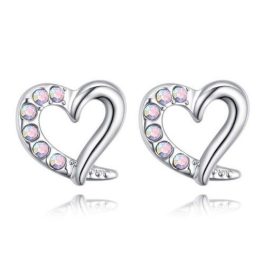   Srdiečkové náušnice s českým krištáľom, svetloružová