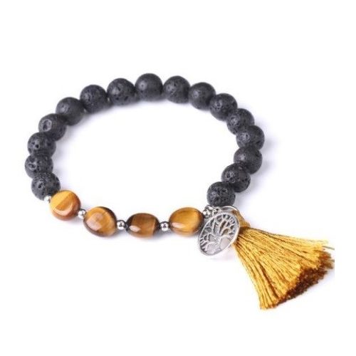 Čierny lávový kameň mala s tigrím okom