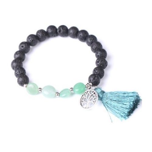 Čierny lávový kameň mala so zeleným avanturínom