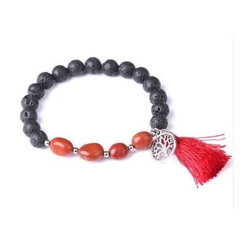 Čierny lávový kameň mala s červeným jaspisom