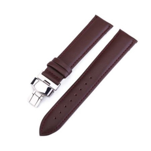 Remienok na hodinky s motýlikovou sponou, koža, 24 mm, hnedá