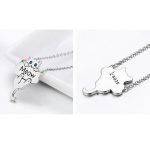 Strieborný náhrdelník s mačkou, kameň zirkón