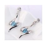 Špirálové srdiečkové náušnice zdobené kryštálmi Swarovski, akvamarín