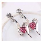 Špirálové srdiečkové náušnice zdobené kryštálmi Swarovski, ametyst