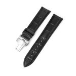 Kožený remienok na hodinky s motýlikovou sponou, 18 mm, čierny
