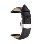 Kožený remienok na hodinky s motýlikovou sponou, 18 mm, čierny
