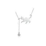 Strieborný náhrdelník s príveskom mačky