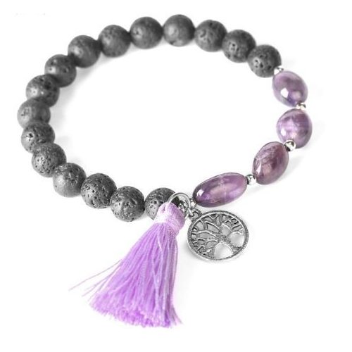 Čierny lávový kameň mala s ametystom