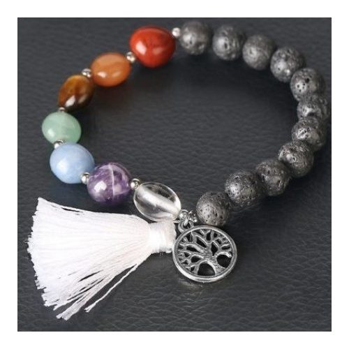 Čierny lávový kameň mala s farbami 7 čakier