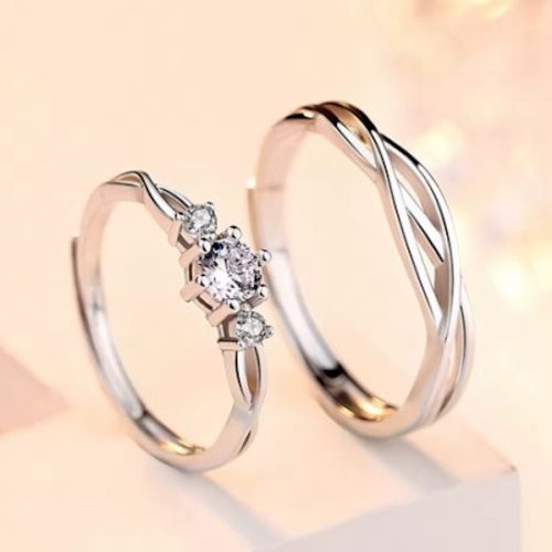 Ezüst jeggyűrű, egy pár, állítható méret