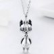 Strieborný náhrdelník s príveskom psíka a modrým kryštálom