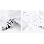 Strieborný náhrdelník s príveskom psíka a modrým kryštálom