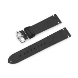   Kožený remienok na hodinky, tradičný štýl, 20 mm, čierny