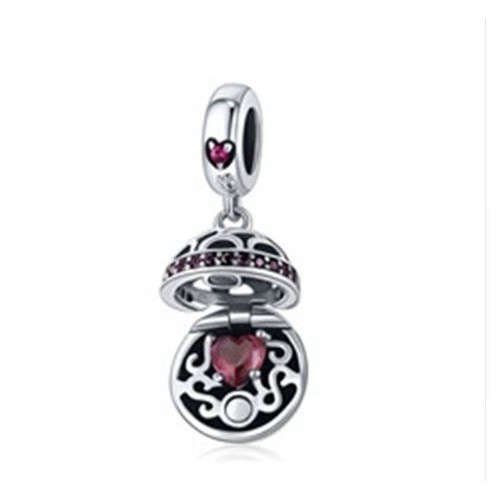 Strieborná darčeková krabička so zirkónovým krištáľovým kúzlom, červená