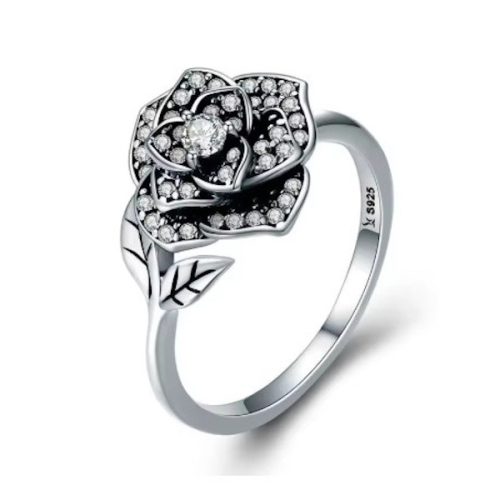 Ezüst gyűrű, rózsa