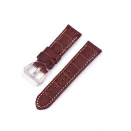   Remienok na hodinky z hovädzej kože, retro štýl, červenohnedý, 24 mm