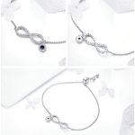 Strieborný náramok so znakom nekonečna zdobený kryštálmi