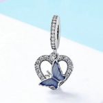 Strieborné srdiečko s modrým motýľom