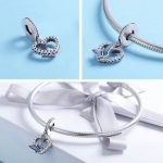 Strieborné srdiečko s modrým motýľom