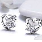 Strieborné náušnice so srdiečkom psie labky