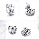Strieborné náušnice so srdiečkom psie labky