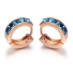 Módne kruhové náušnice zdobené kryštálmi Swarovski, zlato/akvamarín