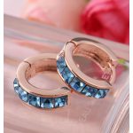 Módne kruhové náušnice zdobené kryštálmi Swarovski, zlato/akvamarín