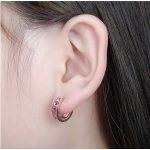 Módne kruhové náušnice zdobené kryštálmi Swarovski, ružové