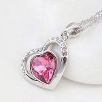 Náhrdelník s príveskom dvojité srdce, zdobený kryštálmi Swarovski, ružová